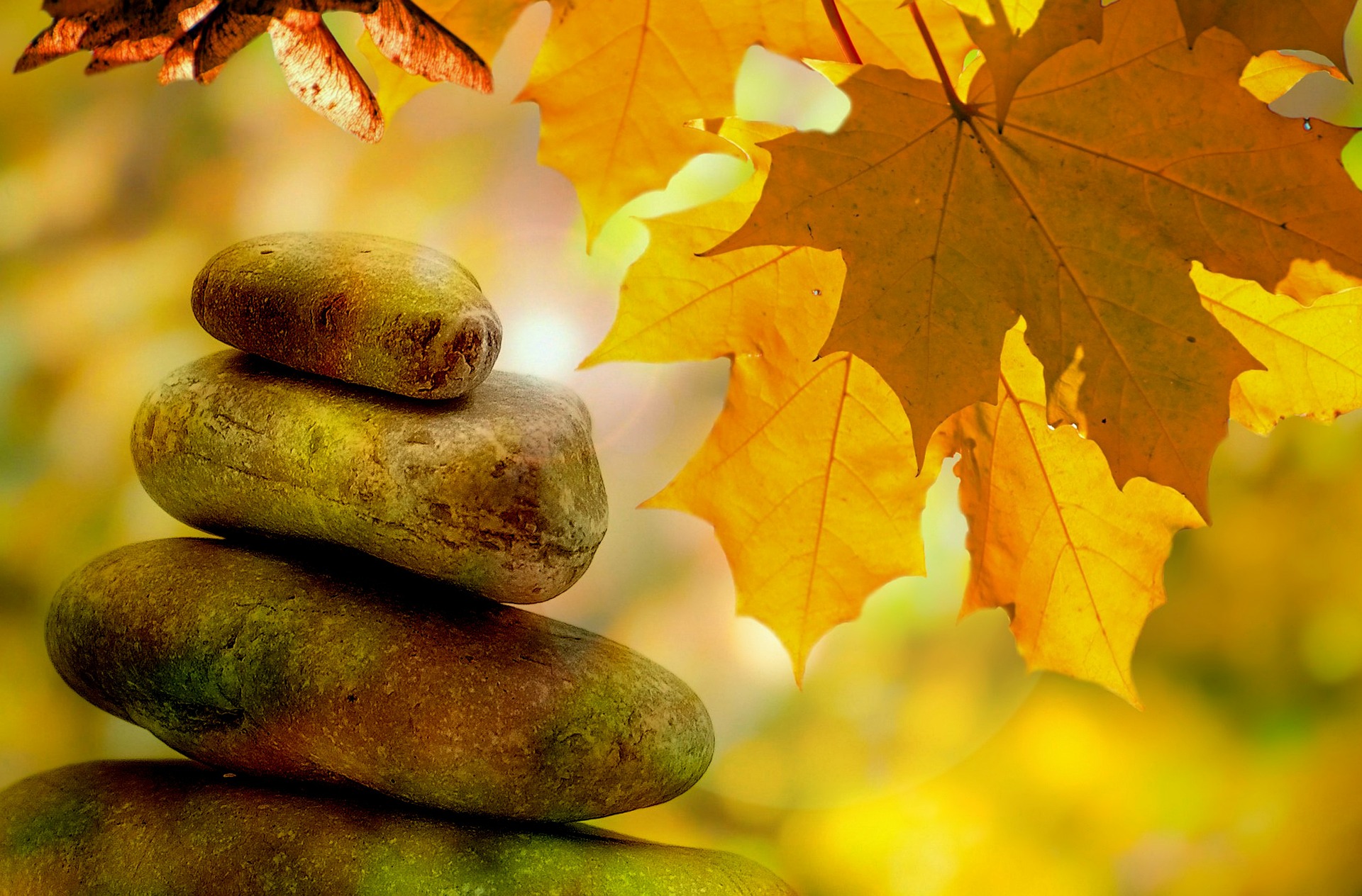 Rocks in balance to show the message of Qigong - harmony, balance and health