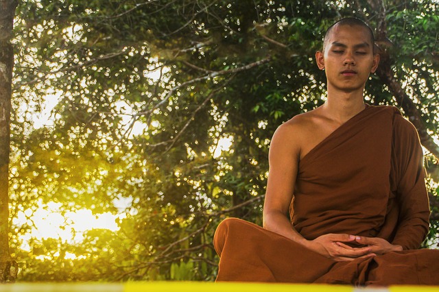This image shows a monk meditating. Physical activity is important for effective meditation. This is an example of the healthy application of the yin and yang principle