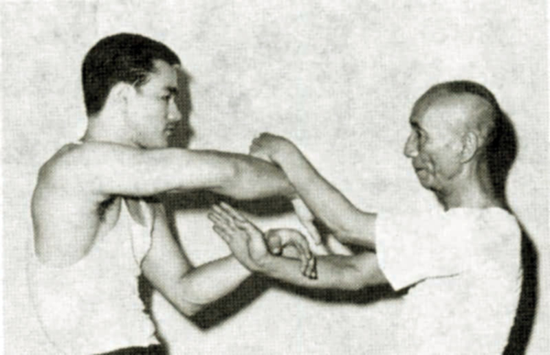 picture shows two people doing Chi Sau to give the reader an idea of what this practice looks like