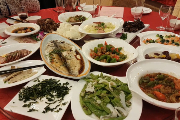 Food at the final dinner at the medical qigong conference