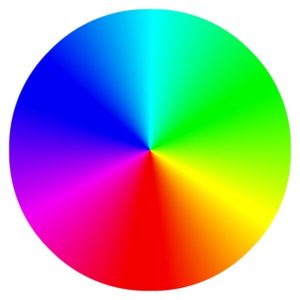 A color wheel showing all the full visible spectrum that can be used to direct energy