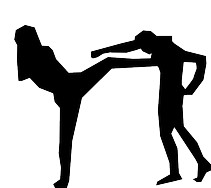 Silhouettes of one man trying to kill another man. This is to show the fight that arises when trying to kill the ego, which can lead to a range of undesirable outcomes