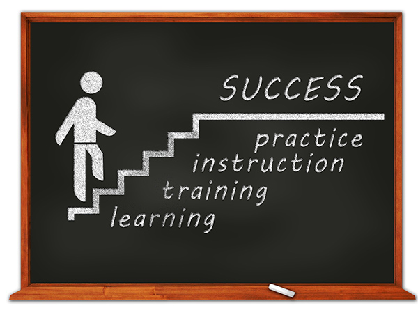 Artboard with success written on it to show all the parts of learning process