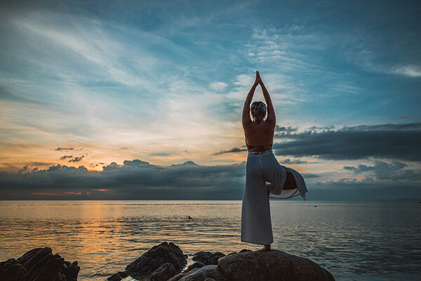 Yoga position to show balance as one of the benefits of a simple qigong practices