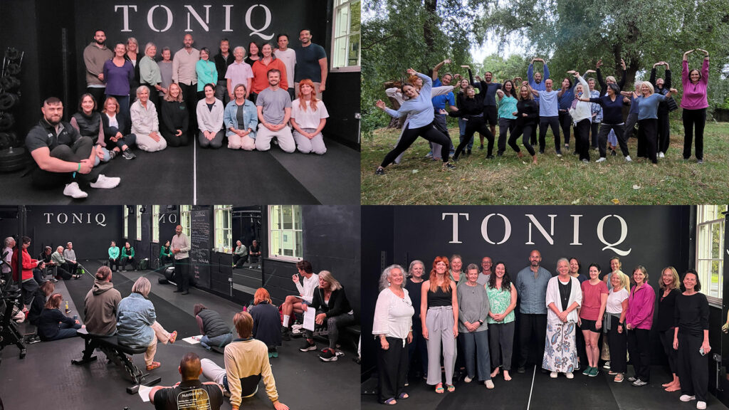 Group photos of the people who attended the Long White Cloud Qigong workshops at Toniq in Bath in the UK in 2024