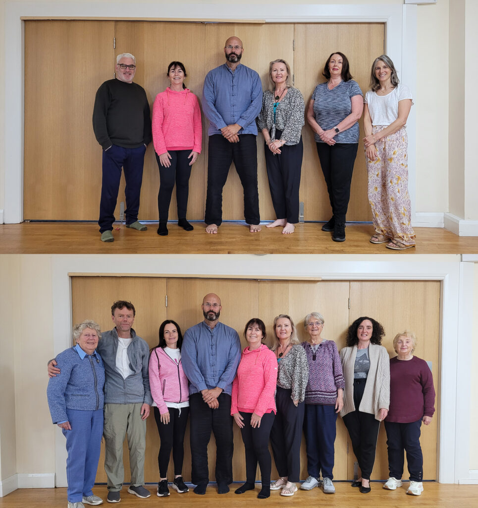 Group photos of people who attended Long White Cloud Qigong workshops in 2024 in Cork Ireland