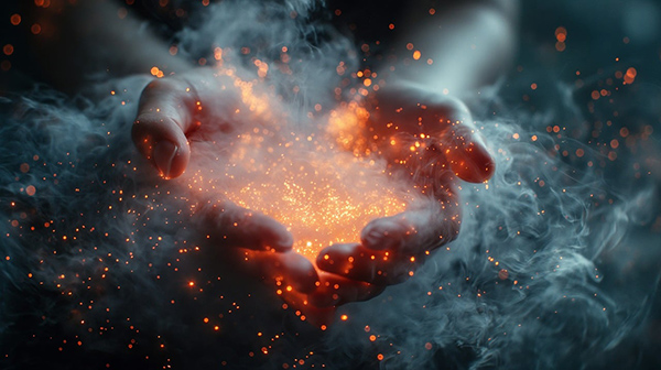 Energy radiating from hands to show how energy of others can have a significant effect on the quality and flow of our energy