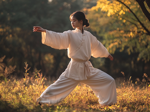 Person practicing qigong to show the importance of presence in qigong practice