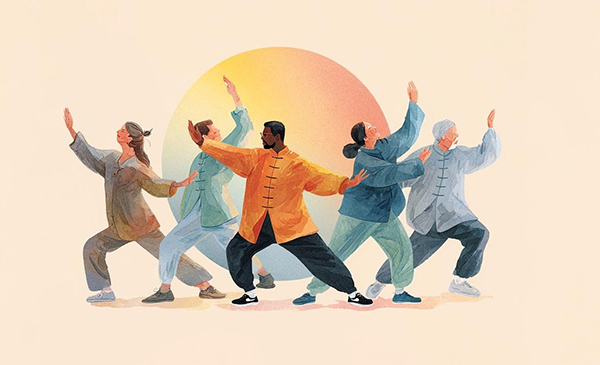 Group of people practicing qigong to show a wide variety of practices which can be suitable for different people in different circumstances and for different purposes