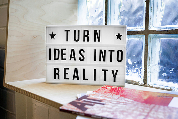 Turn ideas into reality sign to show fire element is the energy of expression