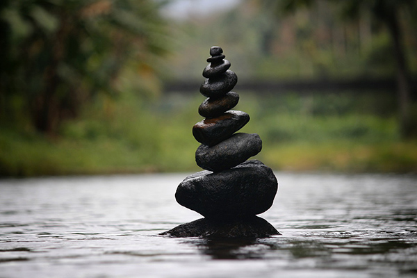 Stones to show the balance that qigong and breathing can help with PTSD