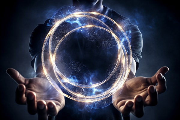 A man holding energy ball between his hands to show how it is possible to direct energy with qigong practices